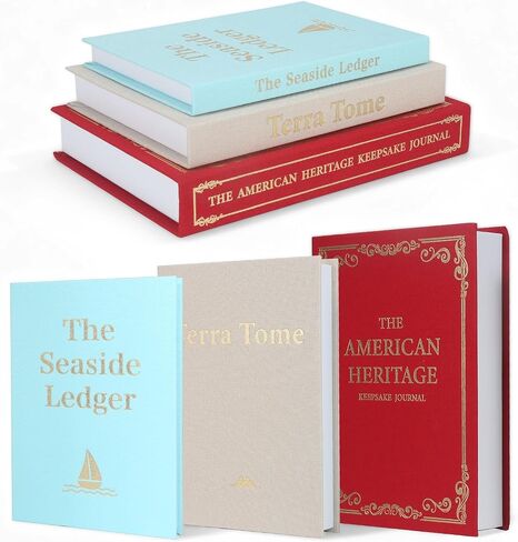 Decorative Books with Hidden Storage - Set of 3 Linen Faux Books for Coffee Table Decor, Bookshelf & Mantel Styling - Fake Book Storage Box for Home Decor, Keepsakes & Photos in Saudi Arabia