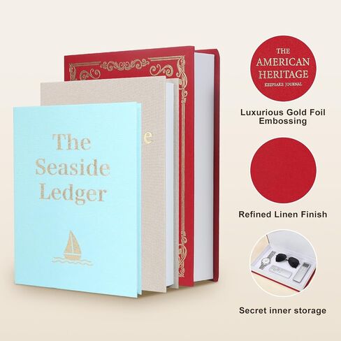 Decorative Books with Hidden Storage - Set of 3 Linen Faux Books for Coffee Table Decor, Bookshelf & Mantel Styling - Fake Book Storage Box for Home Decor, Keepsakes & Photos in Saudi Arabia