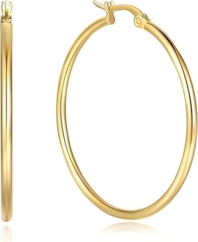 Polished 14K Gold Hoop Earrings for Women, Classic Dainty to Chunky Hoops, Hypoallergenic Everyday Gold Earrings in Saudi Arabia