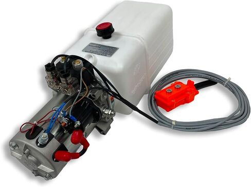 Hydraulic Pump for Dump Trailer 12 Volt DC Double Acting - Solenoid Hydraulic Power Unit 8 Quart Plastic Tank - Dump Trailer Electric Hydraulic Power Pack in Kuwait