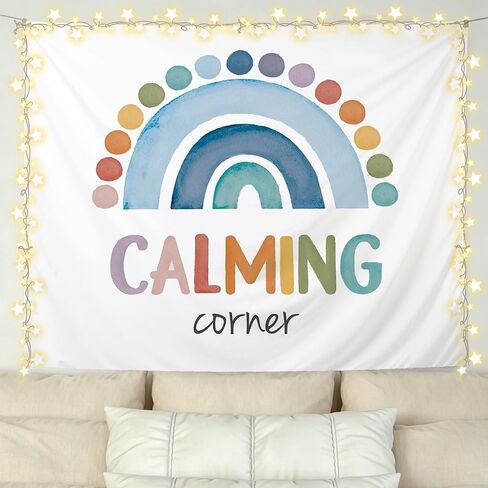 KBRCT Mental Health Tapestry, Boho Classroom Wall Tapestry, Calming Corner Boho Rainbow Wall Hanging Decor for Home Bedroom Office Classroom Calming Room, 50x60 Inch in Saudi Arabia