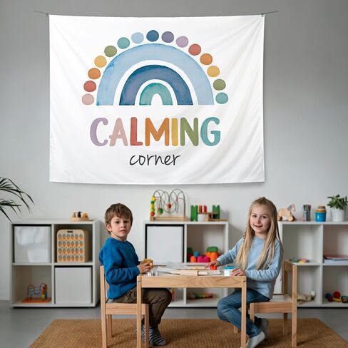 KBRCT Mental Health Tapestry, Boho Classroom Wall Tapestry, Calming Corner Boho Rainbow Wall Hanging Decor for Home Bedroom Office Classroom Calming Room, 50x60 Inch in Saudi Arabia
