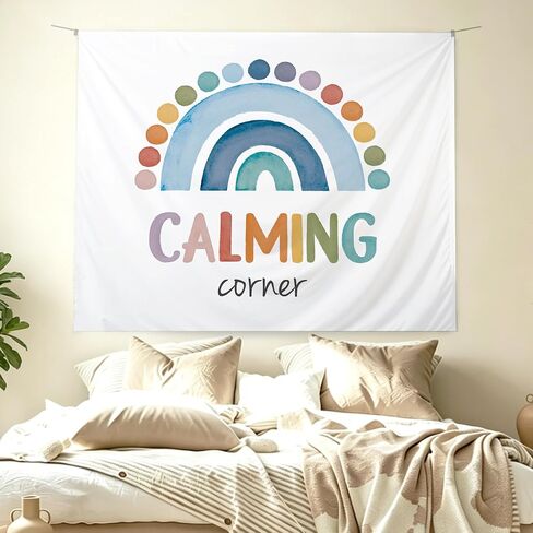 KBRCT Mental Health Tapestry, Boho Classroom Wall Tapestry, Calming Corner Boho Rainbow Wall Hanging Decor for Home Bedroom Office Classroom Calming Room, 50x60 Inch in Saudi Arabia