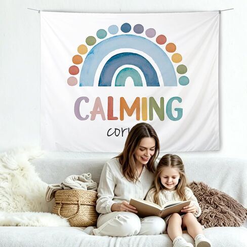KBRCT Mental Health Tapestry, Boho Classroom Wall Tapestry, Calming Corner Boho Rainbow Wall Hanging Decor for Home Bedroom Office Classroom Calming Room, 50x60 Inch in Saudi Arabia