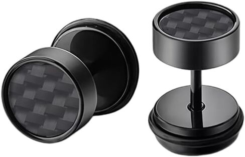 NewZenro 18G Black Checker Flat Screw Back Cartilage Small Stud Earrings for Men Women Punk Unique Stainless Steel Barbell Tiny Tragus Piercing Sleeper Studs Fashion Jewelry in Kuwait