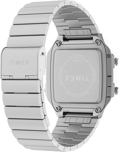 ساعة Timex للرجال World Time Digital 40mm - سوار فضي اللون ومينا رقمي وحافظة فضية اللون in Kuwait