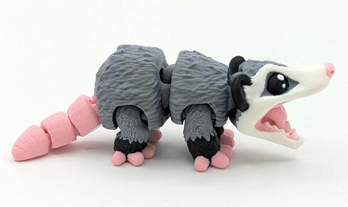 3D Printed Articulated Opossum Fidget - Poseable Possum Figurine Sensory Desk for Stress Relief, Anxiety & Focus - Fun Opossum Gift for Collectors, Adults & Office Professionals in Kuwait