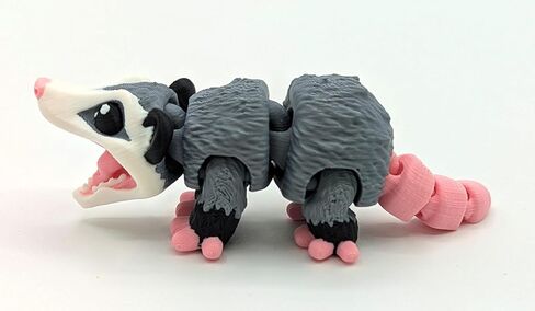 3D Printed Articulated Opossum Fidget - Poseable Possum Figurine Sensory Desk for Stress Relief, Anxiety & Focus - Fun Opossum Gift for Collectors, Adults & Office Professionals in Kuwait