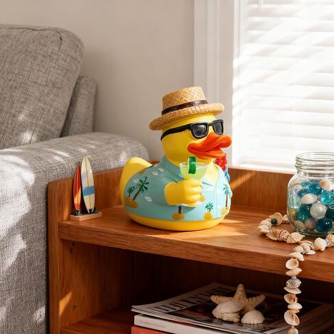 OYL Beach Themed Memorial Resin Duck Figurine,Craft Tropical Music Tribute Duck Collectible Decor for Parrotheads, Margarita-Inspired Enthusiasts,Desk Shelf Office Home Decor ﻿ in Kuwait