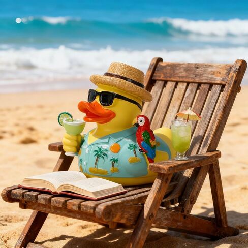 OYL Beach Themed Memorial Resin Duck Figurine,Craft Tropical Music Tribute Duck Collectible Decor for Parrotheads, Margarita-Inspired Enthusiasts,Desk Shelf Office Home Decor ﻿ in Kuwait