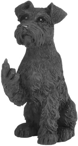 JFSM INC. Black Schnauzer Raising Middle Finger Figurine – Funny 3-Inch Resin Dog Statue, Holiday Stocking Stuffer – Pet Lover Gift, Desk or Home Office Decor in Kuwait