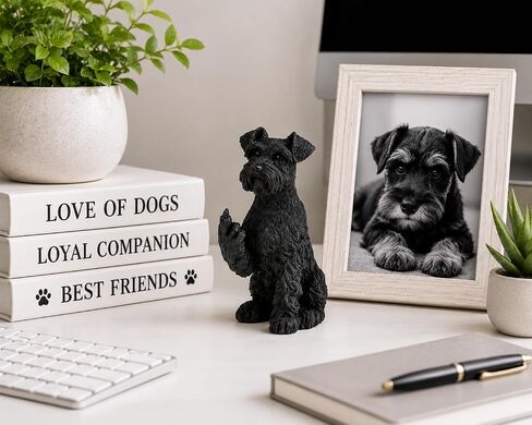 JFSM INC. Black Schnauzer Raising Middle Finger Figurine – Funny 3-Inch Resin Dog Statue, Holiday Stocking Stuffer – Pet Lover Gift, Desk or Home Office Decor in Kuwait