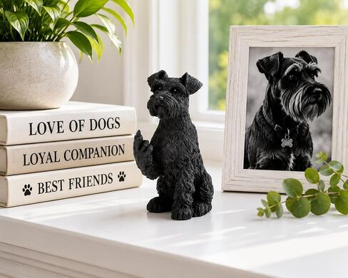 JFSM INC. Black Schnauzer Raising Middle Finger Figurine – Funny 3-Inch Resin Dog Statue, Holiday Stocking Stuffer – Pet Lover Gift, Desk or Home Office Decor in Kuwait