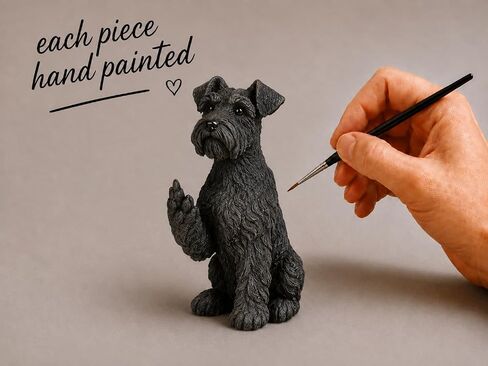 JFSM INC. Black Schnauzer Raising Middle Finger Figurine – Funny 3-Inch Resin Dog Statue, Holiday Stocking Stuffer – Pet Lover Gift, Desk or Home Office Decor in Kuwait