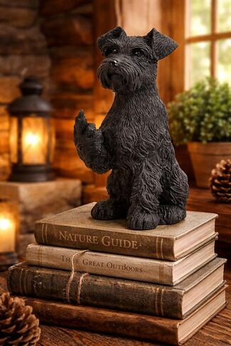 JFSM INC. Black Schnauzer Raising Middle Finger Figurine – Funny 3-Inch Resin Dog Statue, Holiday Stocking Stuffer – Pet Lover Gift, Desk or Home Office Decor in Kuwait