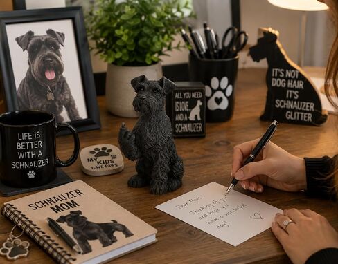 JFSM INC. Black Schnauzer Raising Middle Finger Figurine – Funny 3-Inch Resin Dog Statue, Holiday Stocking Stuffer – Pet Lover Gift, Desk or Home Office Decor in Kuwait