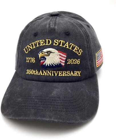 USA 250th Anniversary Vintage Hat, Patriotic Embroidered Cotton Adjustable Hat in Saudi Arabia