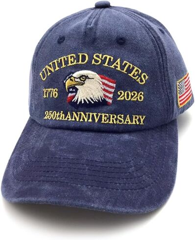 USA 250th Anniversary Vintage Hat, Patriotic Embroidered Cotton Adjustable Hat in Saudi Arabia