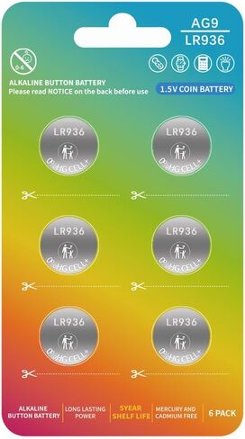 LR936 LR45 AG9 394 Watch Battery 194 1.5v Alkaline Button Cell Watch Batteries 【5-Year Shelf Life】(6 Count) in Saudi Arabia