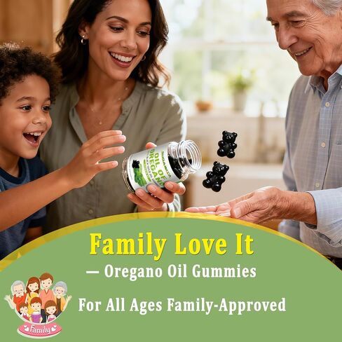 Oregano Oil Gummies, 3-in-1 Oil of Oregano with Black Seed Oil, Organic Oil of Oregano Chewable Supplements with Vitamin D3 - Immune & Digestive Support, 60 Count in Kuwait