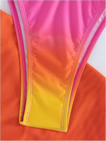 SOLY HUX Women's 3 Piece Swimsuit Ombre Halter Triangle Tie Side Sting Bikini Set Bathing Suit with Cover Up Skirt in Kuwait