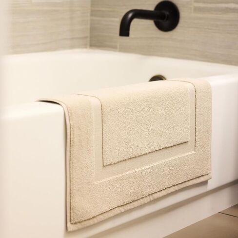 Preston Lane Douro Bath Mat – 100% Cotton, Plush & Absorbent Quick-Dry Bathroom Rug – Hotel-Quality Floor Mat for Shower or Tub, Made in Portugal, Clay in Saudi Arabia