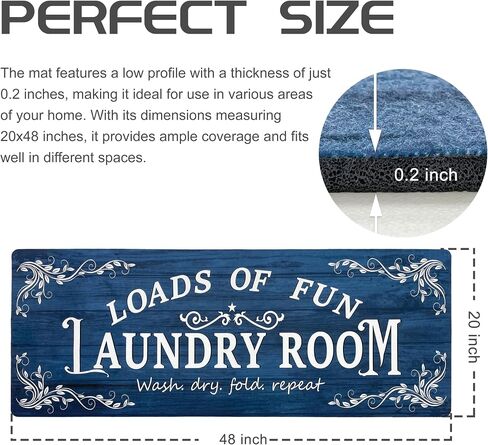 Lansny Laundry Room Rug Runner 20"x48" Non Slip Waterproof Laundry Mats for Laundry Room Decor Washable Floor Farmhouse Laundry Rug for Mudroom, Washroom, Bathroom, Navy Blue in Saudi Arabia