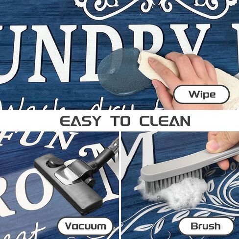 Lansny Laundry Room Rug Runner 20"x48" Non Slip Waterproof Laundry Mats for Laundry Room Decor Washable Floor Farmhouse Laundry Rug for Mudroom, Washroom, Bathroom, Navy Blue in Saudi Arabia