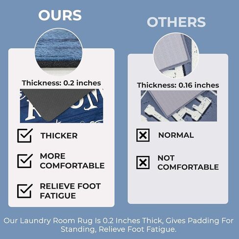 Lansny Laundry Room Rug Runner 20"x48" Non Slip Waterproof Laundry Mats for Laundry Room Decor Washable Floor Farmhouse Laundry Rug for Mudroom, Washroom, Bathroom, Navy Blue in Saudi Arabia