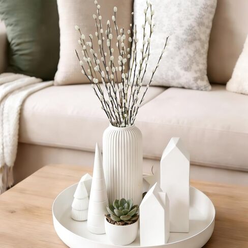 20 Pcs Natural Preserved Dried Flowers Real Pussy Willow Branches for Vases Tall Artificial Pussywillow Stems 19.7" White Snow Pussywillows for Home Decor Indoor Wedding Party Hotel Fireplace in Saudi Arabia