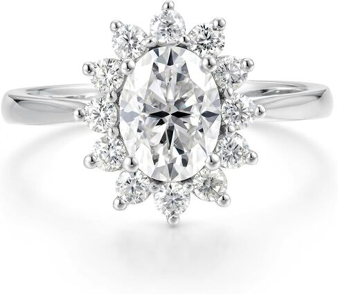 IMOLOVE Moissanite Oval Halo Engagement Ring for Women, 925 Sterling Silver Flower Solitaire Wedding Band, Round Cut Bridal Promise Ring – Shine Bright, Spend Light in Kuwait