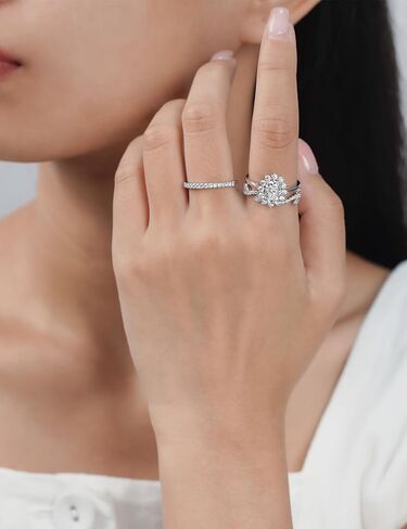 IMOLOVE Moissanite Oval Halo Engagement Ring for Women, 925 Sterling Silver Flower Solitaire Wedding Band, Round Cut Bridal Promise Ring – Shine Bright, Spend Light in Kuwait