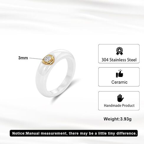 Women's Ceramic Wedding Band & Engagement Ring, Black/White in Saudi Arabia