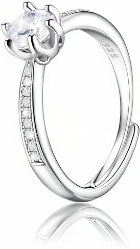 925 Sterling Silver Adjustable Engagement Promise Rings for Her Hypoallergenic Cubic Zirconia Friendship Rings for Women Dainty Gift Jewelry in Kuwait