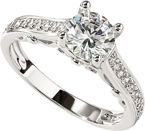 Round Cut 1.25ct Solitaire Cubic Zirconia Engagement Rings, 14K White Yellow Gold Plated Half Eternity Rings Simulated Diamond CZ Halo Wedding Promise Ring for Her Wedding Bands for Women 5-8 in Saudi Arabia