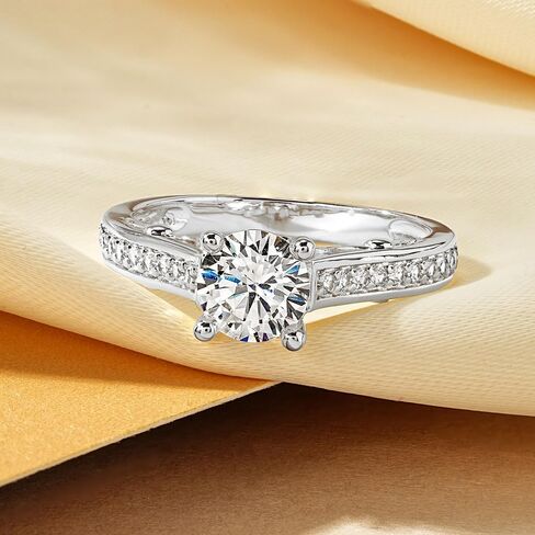 Round Cut 1.25ct Solitaire Cubic Zirconia Engagement Rings, 14K White Yellow Gold Plated Half Eternity Rings Simulated Diamond CZ Halo Wedding Promise Ring for Her Wedding Bands for Women 5-8 in Saudi Arabia