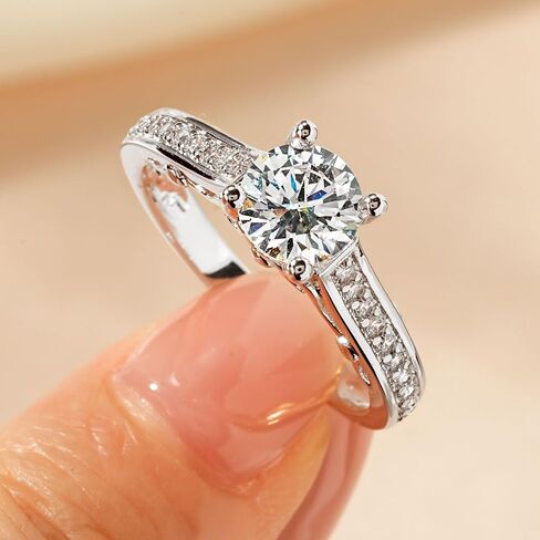 Round Cut 1.25ct Solitaire Cubic Zirconia Engagement Rings, 14K White Yellow Gold Plated Half Eternity Rings Simulated Diamond CZ Halo Wedding Promise Ring for Her Wedding Bands for Women 5-8 in Saudi Arabia