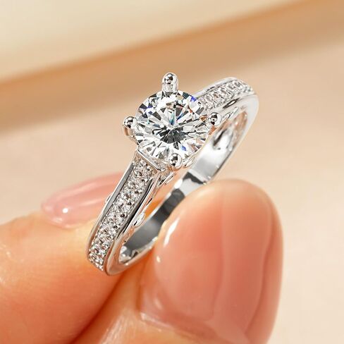 Round Cut 1.25ct Solitaire Cubic Zirconia Engagement Rings, 14K White Yellow Gold Plated Half Eternity Rings Simulated Diamond CZ Halo Wedding Promise Ring for Her Wedding Bands for Women 5-8 in Saudi Arabia
