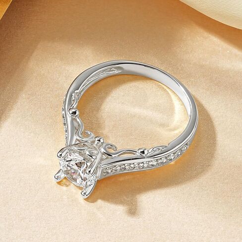 Round Cut 1.25ct Solitaire Cubic Zirconia Engagement Rings, 14K White Yellow Gold Plated Half Eternity Rings Simulated Diamond CZ Halo Wedding Promise Ring for Her Wedding Bands for Women 5-8 in Saudi Arabia