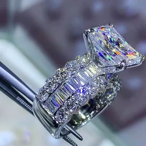 Luxury Princess Cubic Zirconia Rings Trendy Jewelry for Women Gorgeous Engagement Accessories in Kuwait