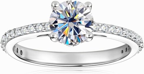 Round Cut 1.25ct Solitaire Cubic Zirconia Engagement Rings, 14K White Yellow Gold Plated Half Eternity Rings Simulated Diamond CZ Halo Wedding Promise Ring for Her Wedding Bands for Women 5-8 in Saudi Arabia