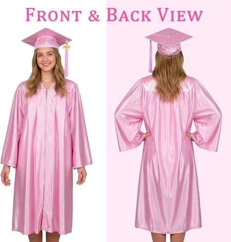 Unisex Shiny Graduation Cap and Gown with 2026 Year Charm Tassel for High School and College Graduation in Saudi Arabia
