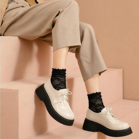 6 Pairs Women Sheer Ruffle Socks Lace Ankle Dress Socks in Kuwait