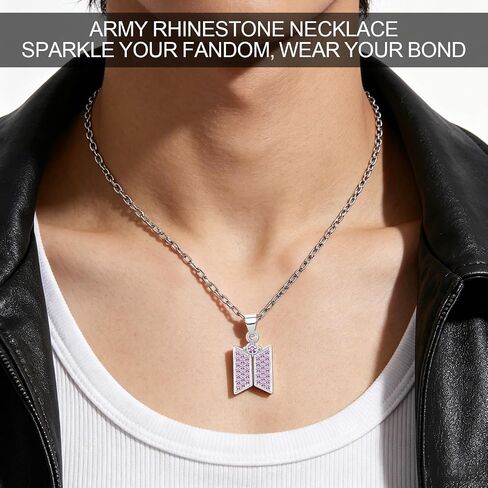 AICase for Arirang Merch Gifts Army Necklace Shirt Stickers Jersey Lightstick Album Vinyl Keychain Bangtan Pendant Merch 18K Gold Plated Cubic Zirconia Merchandise Jewelry for Fans Birthday in Saudi Arabia
