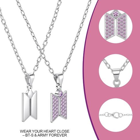 AICase for Arirang Merch Gifts Army Necklace Shirt Stickers Jersey Lightstick Album Vinyl Keychain Bangtan Pendant Merch 18K Gold Plated Cubic Zirconia Merchandise Jewelry for Fans Birthday in Saudi Arabia