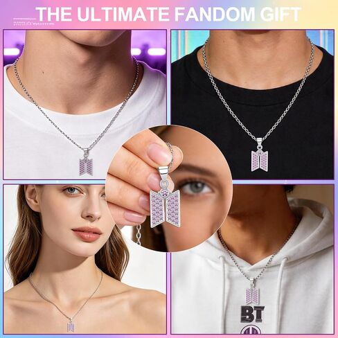 AICase for Arirang Merch Gifts Army Necklace Shirt Stickers Jersey Lightstick Album Vinyl Keychain Bangtan Pendant Merch 18K Gold Plated Cubic Zirconia Merchandise Jewelry for Fans Birthday in Saudi Arabia