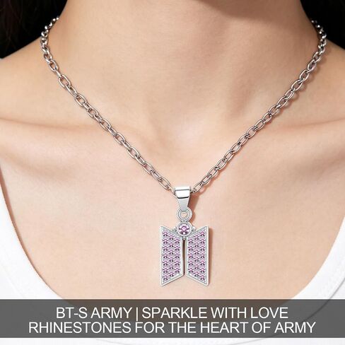 AICase for Arirang Merch Gifts Army Necklace Shirt Stickers Jersey Lightstick Album Vinyl Keychain Bangtan Pendant Merch 18K Gold Plated Cubic Zirconia Merchandise Jewelry for Fans Birthday in Saudi Arabia