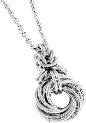 Chain Mettle Jewelry 11-Loop Love Knot for 11th Anniversary – Stainless Steel Necklace for Wife with Eleven Rings – Symbolic Modern - Handcrafted in USA in Saudi Arabia
