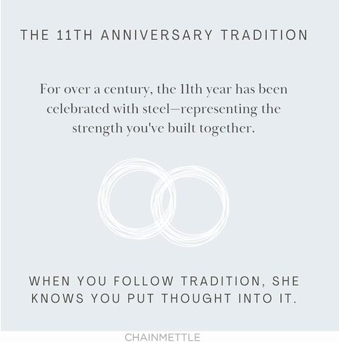 Chain Mettle Jewelry 11-Loop Love Knot for 11th Anniversary – Stainless Steel Necklace for Wife with Eleven Rings – Symbolic Modern - Handcrafted in USA in Saudi Arabia