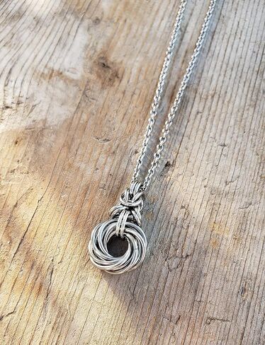 Chain Mettle Jewelry 11-Loop Love Knot for 11th Anniversary – Stainless Steel Necklace for Wife with Eleven Rings – Symbolic Modern - Handcrafted in USA in Saudi Arabia